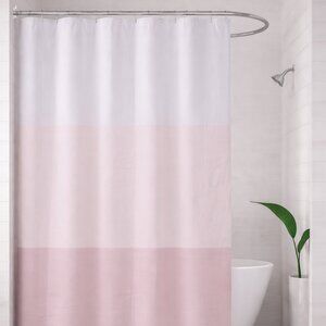 Comfort Bay 13 Pc Shower Liner Set Pink Color Block 72x72 PEVA w/ 12 Hooks